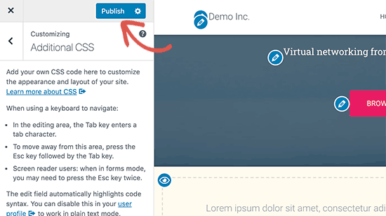 Save your custom CSS changes Save your custom CSS changes